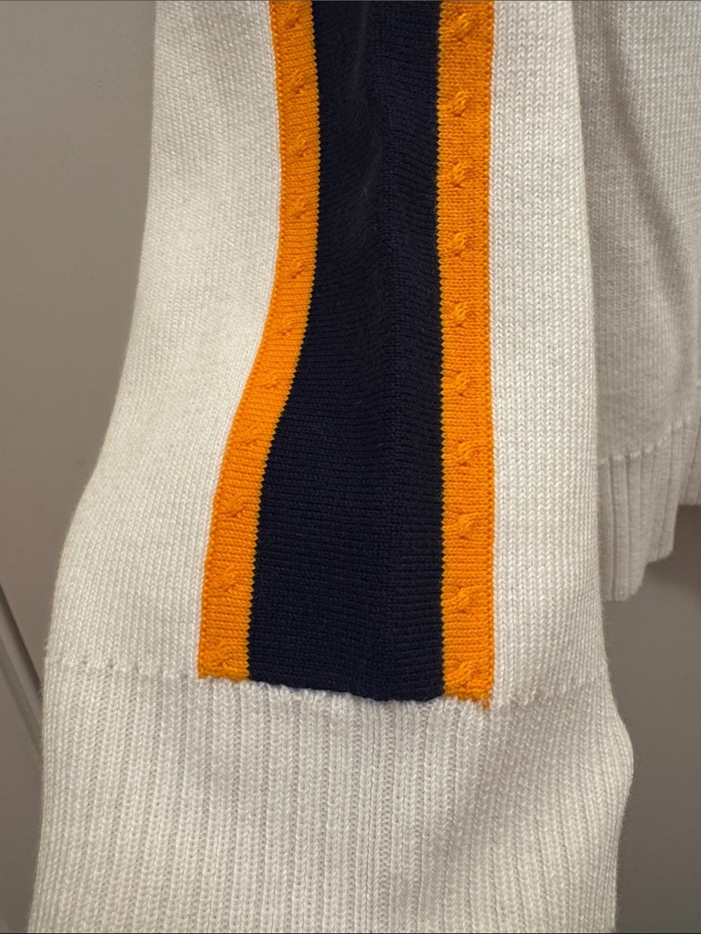 Lizgolf White 1/4 Zip Sweater with Navy and Gold Stripe. XL. Like New!!🔥 - Picture 5 of 6
